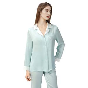 Conjunto de pijamas de gama alta informales de seda de morera 100% para mujer 19 Mumi, satén de peso pesado, transpirable, estilo de verano, logotipo frontal, talla 3XL - Product Image 1