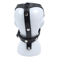 Harnais de contrainte BDSM en cuir noir réglable avec boucle en O, balle de gag ouverte, masque et rivets pour cosplay fétichiste esclave
