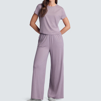 Ensemble haut et pantalon de nuit à manches courtes en coton bio pour femme, vêtements de maison durables, ensembles deux pièces pour femme