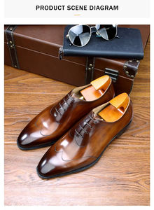 Chaussures de travail pour hommes en cuir à bout pointu, imperméables, à enfiler, avec soutien de la voûte plantaire, pour tous les temps, antidérapantes, respirantes, tendance - Product Image 2