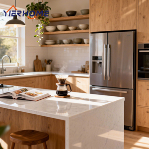 Armoires de cuisine <span class=keywords><strong>en</strong></span> bois de cerisier massif, design modulaire avec garde-manger haut, <span class=keywords><strong>four</strong></span> double intégré, réfrigérateur intégré et îlot de cuisine - Product Image 2