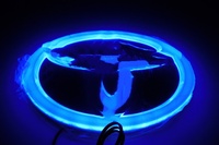 Lumière de logo de voiture LED à flux dynamique, emblème lumineux bicolore pour Toyota Highlander Camry Prado, lampe de badge avant et arrière, kit de rétrofit
