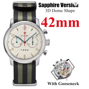 42mm Men's Luxury Panda <b>Watch</b> Leather Strap Luminous 1963 ST19 Movement Pilot Chronograph <b>Mechanical</b> Sapphire - Product Image 6