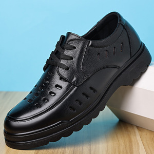 Mocasines de Cuero Genuino para Hombre, Perforados, con Punta Redonda y Suela de Goma, Zapatos Casuales para Todas las Temporadas - Product Image 1