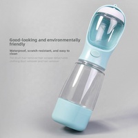 Dispenser Air Minum Hewan Peliharaan Plastik Portabel 3-in-1 Anti Bocor dengan Wadah Makanan & Penyimpanan Kantong Sampah untuk Perjalanan Luar Ruangan