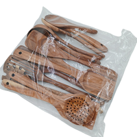 Ensemble d'ustensiles de cuisine 13 pièces en bois d'acacia massif naturel, spatules et cuillères antiadhésives, spatule ajourée, 18/33CM, best-seller