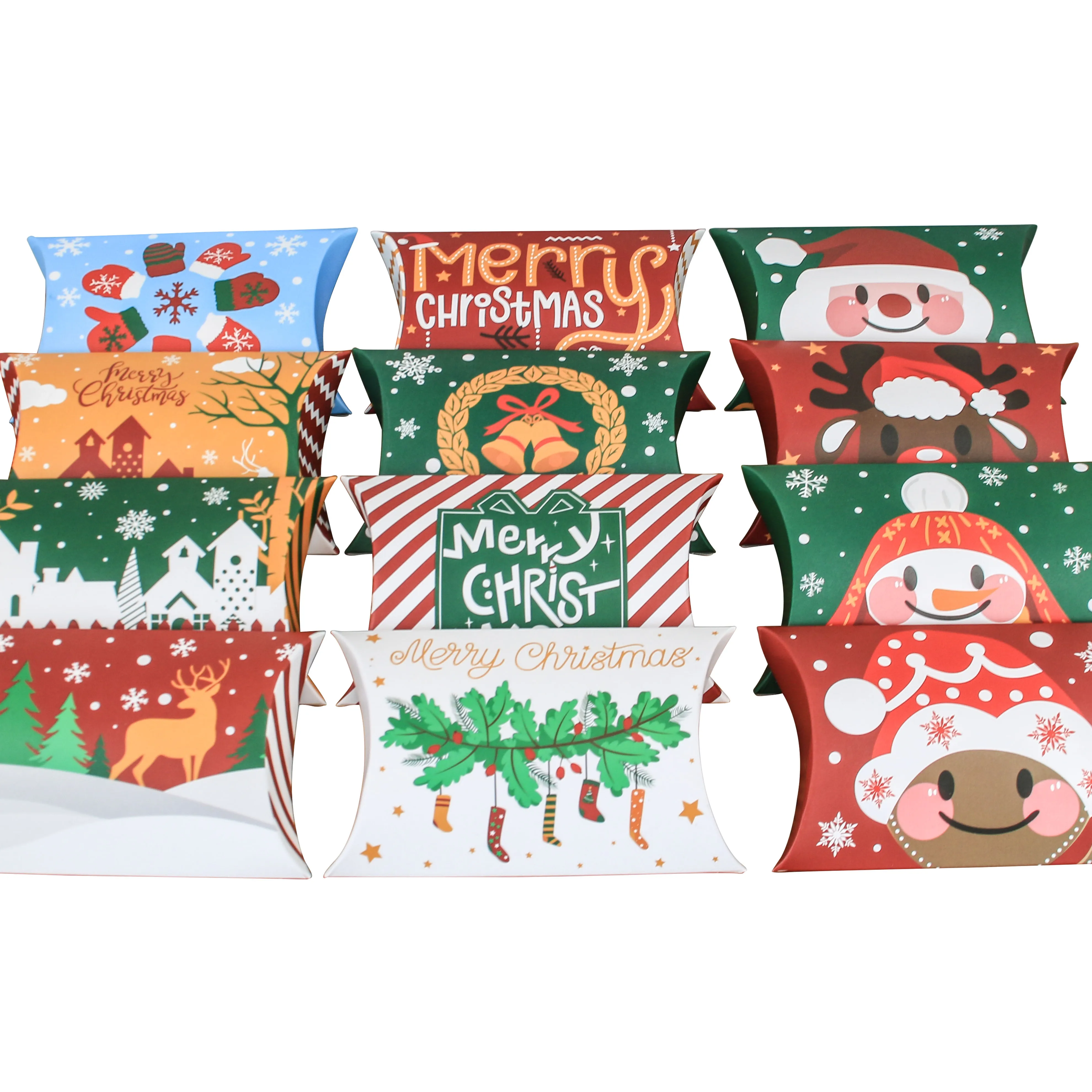 Nieuw Ontwikkelde Fel Verkocht Kerst Dozen Snoep Papier Gunst Kussen Dozen Gift Treat Box Voor Xmas Christmas Party