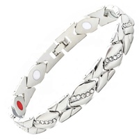 Bracelet Énergétique Magnétique Thérapeutique Détachable, Style Rétro, Incrusté de Diamants, Motif Feuille Brossée, Accessoire de Santé, Vente en Gros