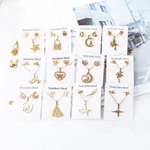 Collana di orecchini d'amore di alta qualità in tre pezzi versione coreana semplice set di gioielli da fata catena di clavicola estiva calda - Product Image 5
