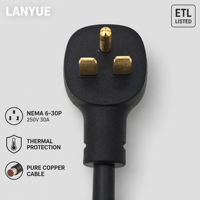 Adaptateur de rallonge pour chargeur de véhicule électrique LANYUE NEMA 6-30P Gen 2, connecteur NEMA 6-50P Tesla, rallonge NEMA 6-30P