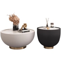 Table basse en cuir PU souple et durable avec plateau en pierre frittée et ensemble de rangement pour salon moderne, mobilier de maison