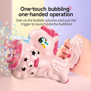 Máquina de Burbujas para Niños, Juguete de Verano para Exteriores, Playa y Parque, Pistola de Burbujas Eléctrica de Unicornio con 16 Orificios, Luz y 60 ml de Solución para Burbujas - Product Image 4