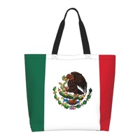 Sac de courses en toile durable personnalisable 30x33 cm, thème Fête de l'Indépendance du Mexique, techniques d'impression numérique, motifs drapeaux