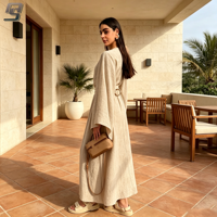 Robe longue Abaya musulmane élégante et personnalisée avec ceinture, Caftan islamique modeste pour femmes, Robe maxi turque de Dubaï