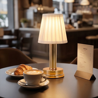 Lámpara de Escritorio Moderna Dorada, Recargable Tipo C, LED Regulable con Pantalla de Tela para Dormitorio, Mesita de Noche, Decoración del Hogar