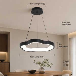 Modern Metal Led Pendant <b>Light</b> For <b>Indoor</b> Dining Room Bedroom With Remote Dimmable Tricolor Adjustable Height 27W - Product Image 3