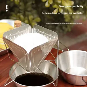 कॉफी ड्रिप स्टैंड आउटडोर कैंपिंग स्टैंड स्टेनलेस स्टील तह फनल फिल्टर कप चीन - Product Image 2