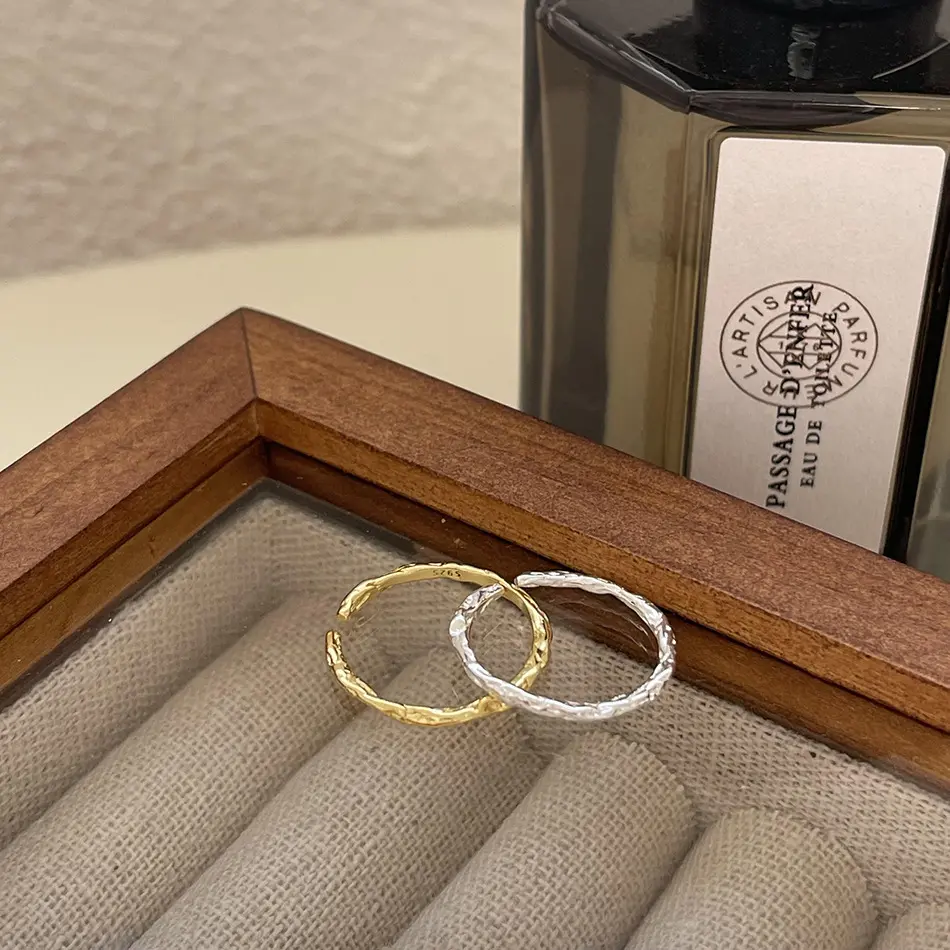 VIANRLA minimalist designer ring 925 sterling silver 18k gold plated dainty stacking rings