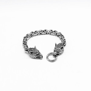 Yunnique – Bracelet en acier titane tête de loup pour hommes, bijoux Punk Hip Hop, Design animal géométrique, Bracelet à maillons de chaîne - Product Image 2