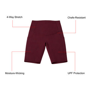 Soft Stretch <strong>Maternity</strong> <strong>Gym</strong> <strong>Shorts</strong> 9 Inch Women's Pregnancy Activewear Moisture Wicking UPF Protection with Pockets OEM ODM - Product Image 2