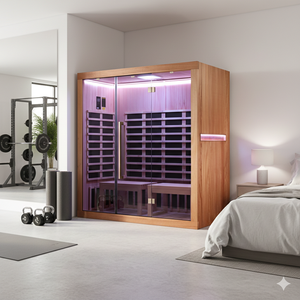 Sauna infrarouge de luxe pour 3 personnes, style moderne, entièrement vitré, pour 4 personnes, avec système de musique Bluetooth, salle de sport numérique pour appartement - Product Image 5