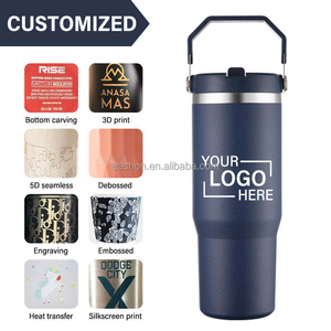 Gobelet de la meilleure qualité 20 oz 30 oz avec poignée et bouteille d'eau isolée en acier inoxydable thermos à <span class=keywords><strong>gourde</strong></span> avec paille rabattable - Product Image 6