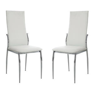 DB Modern High Back <b>Dining</b> <b>Chairs</b> 2pcs <b>White</b> Leatherette <b>with</b> Chrome <b>Legs</b> Farmhouse Style <b>Dining</b> Room Side <b>Chairs</b> - Product Image 5
