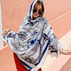 Chal de verano de viento nacional bohemio para mujer, bufanda grande de algodón con protección solar para turismo, Material de poliéster - Product Image 5