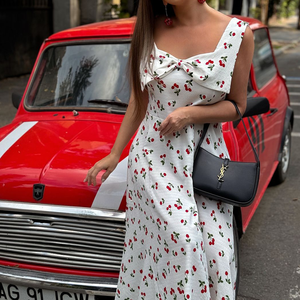 Платье-ТРАПЕЦИЕВИДНОЕ 100% в пол с принтом вишни, без рукавов - Product Image 2