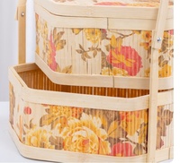 Geweven Opbergmand Weven Bamboe Doos Picknickmanden Set Twee-Tier Bamboe Fruitmand