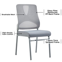 Chaise de formation ergonomique en maille grise, directement de l'usine, avec pieds antidérapants pour les conférences, la formation et les études