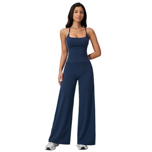 Ensemble de sport et yoga pour femme, couleurs contrastées, avec soutien-gorge à coussinets amovibles, haut confortable et leggings taille haute effet galbe, pantalon large polyvalent - Product Image 6