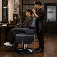 Fauteuil de Barbier Professionnel Moderne Écologique Inclinable à Rotation 360 Degrés en Cuir PVC pour Salon de Coiffure