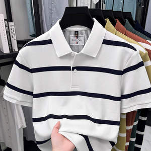 <span class=keywords><strong>Polo</strong></span> a Righe in Cotone Lavato OEM ODM per Uomo, Nuovo Stile Estate 2026, T-shirt Casual Traspirante a Maniche Corte, Vendita all'Ingrosso - Product Image 2