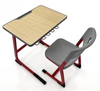 Ensemble bureau et chaise pour un seul élève, mobilier de classe en acier avec panier à livres, table d'étude scolaire avec dossier en plastique