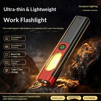 Lampe torche EDC laser blanche 58g ultra-fine, lumière latérale COB 170LM rechargeable par Type-C, lampe de poche à clip magnétique pour réparation
