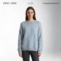 Pull en cachemire pour femme, col rond, manches longues, coupe décontractée, tricot anti-rides, automne-hiver, OEM ODM