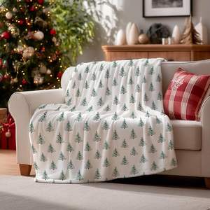 Cobertor de Flanela de Natal Tamanho Personalizável Quatro Estações Anti-Pilling Tricotado Macio e Confortável 100% Poliéster para Sofá e Cama - Product Image 3