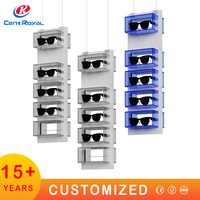Présentoir à lunettes sur pied rotatif optique 3 faces en métal thermolaqué de haute qualité pour montures de lunettes