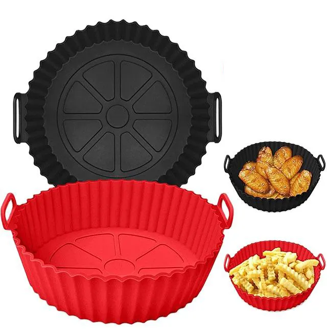 60G Round Air Fryer Silicone Pot Silicone Foldable Heat Resistant Baking Dishes Silicone Air Fryer Liners with Trays Cake Pans