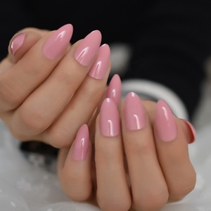 <span class=keywords><strong>Uñas</strong></span> lisas con gel Gel Fino Stiletto <span class=keywords><strong>Uñas</strong></span> postizas <span class=keywords><strong>Coral</strong></span> Pink Like a Smile Color brillante Nail Art Tips L5551 - Product Image 1