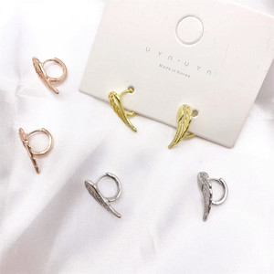 Angel Wings <b>Stud</b> <b>Earrings</b> Golden Silver Rose Gold Zirconia Channel Setting Party Fashion Jewelry - Product Image 4