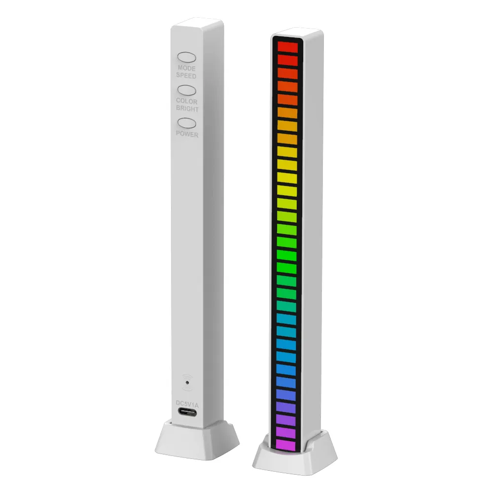높은 품질 저렴한 가격 충전식 RGB 음성 제어 LED 음악 레벨 라이트 픽업 램프 리듬 조명