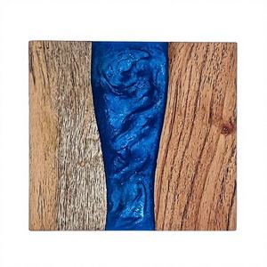 6-Piece Resin Waterproof Wood Handicraft Art Deco Wedding Table <b>Coasters</b> Set <b>Pink</b> Gold for Home & Hotel Decoration - Product Image 1