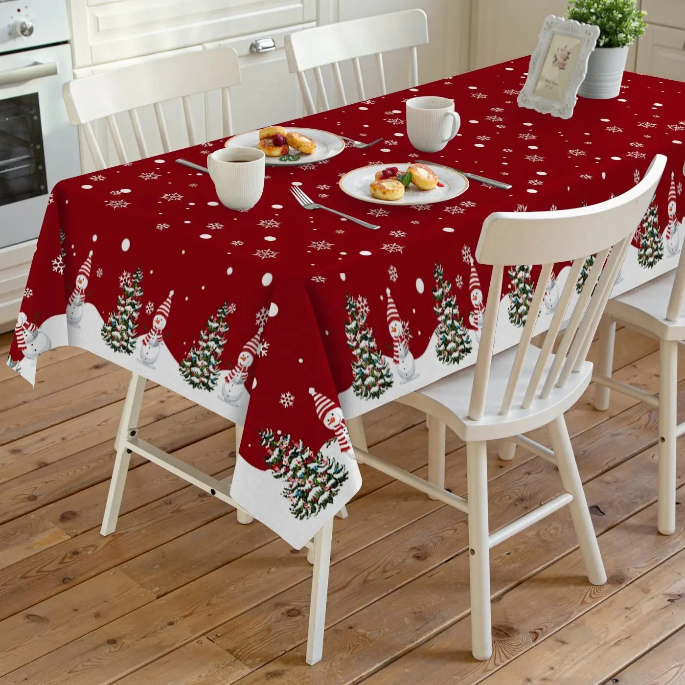 Home Fashions Holiday New Year Fabric Tablecloth Christmas Dinner Table cloth Daily Use Linen Table Covers for Party Events