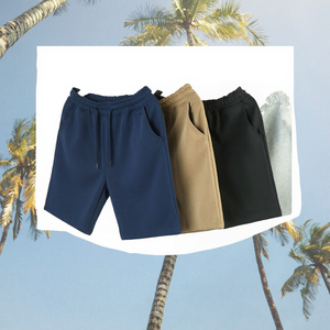 Pantalones Cortos Deportivos Bermuda para Hombre, Ropa de Verano, Cintura Elástica Media, Ajuste Holgado, Tejido de Punto, 100% Algodón, Color Sólido, Casual, Antiarrugas, Transpirable, 260g - Product Image 3