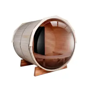 Keya Hemlock/Cedar Sauna Outdoor Wooden Barrel Sauna With Panoramic Glass