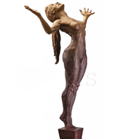 Statue de femme blonde nue en bronze grandeur nature, sculpture artisanale en métal sur mesure pour décoration extérieure et intérieure, style antique et moderne, vente en gros