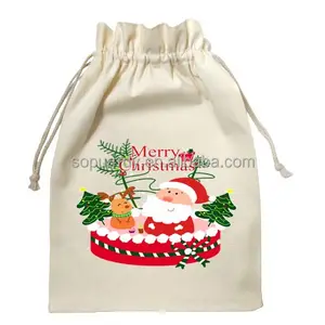 Оптовая продажа, мешок для Санта-Клауса, большие мешки для Санта-Клауса, Рождественская Хлопковая Сумка, тянущаяся веревка, персонализированная Рождественская подарочная сумка