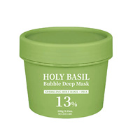 Masque de boue pétillante au basilic sacré, masque facial nettoyant et hydratant à l'eau carbonatée, support de marque privée, dropshipping